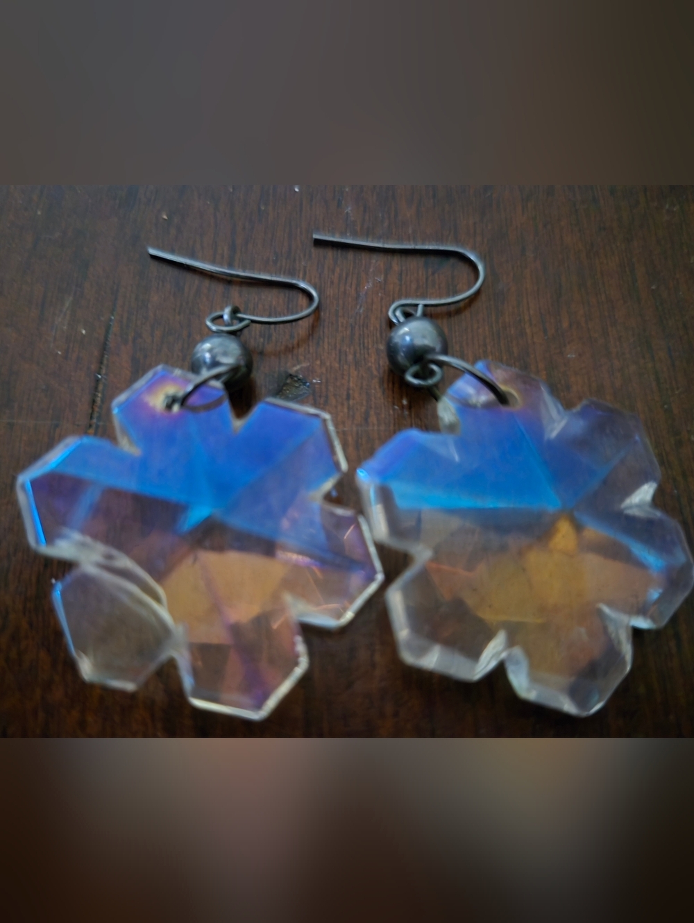 Iridescent Snowflake Drop Earrings